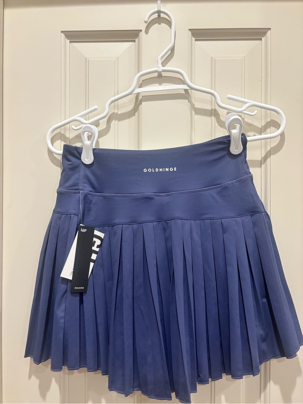 GoldHinge Pleated Golf Skirt/Shorts and pockets in Slate Blue